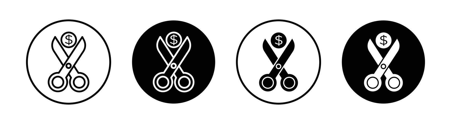 Cost cutting flat line icon set. Cost cutting Thin line illustration vector