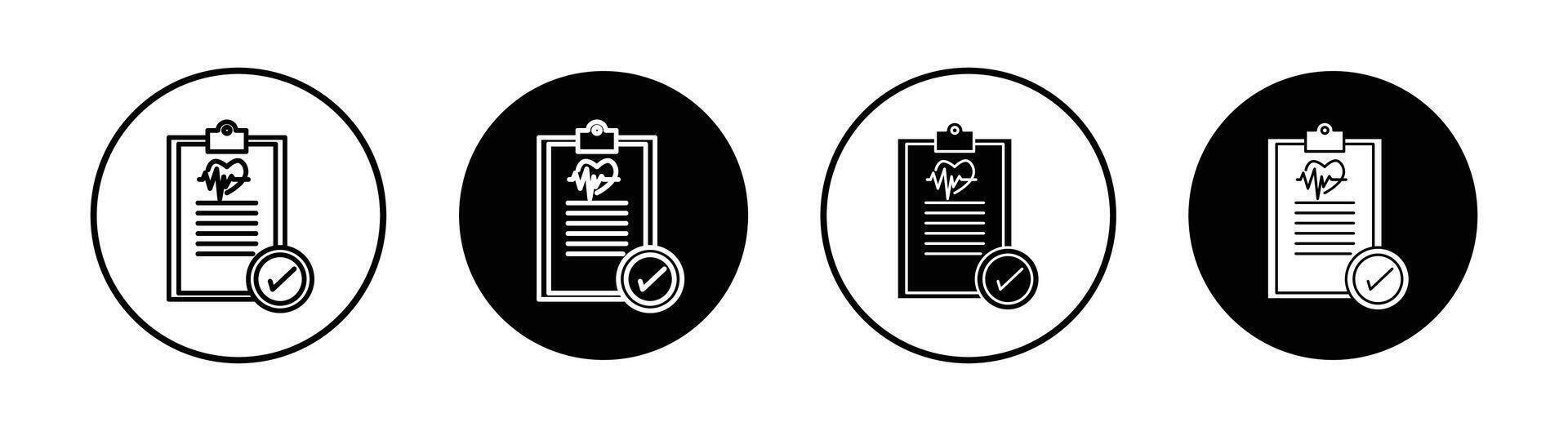 Diagnosis report flat line icon set. Diagnosis report Thin line illustration vector