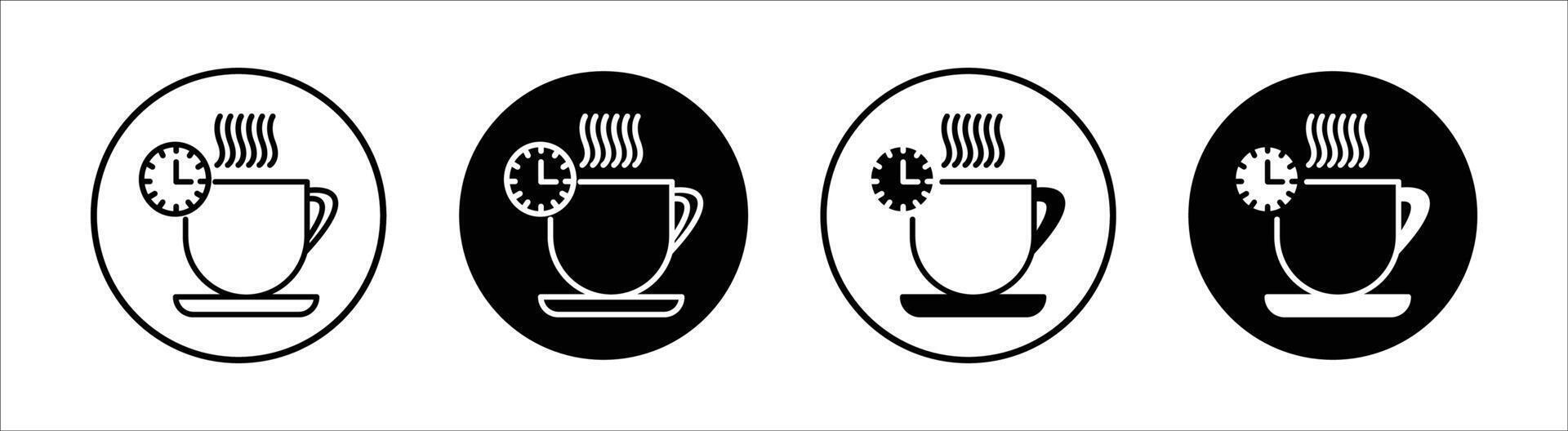 Coffee time flat line icon set. Coffee time Thin line illustration vector