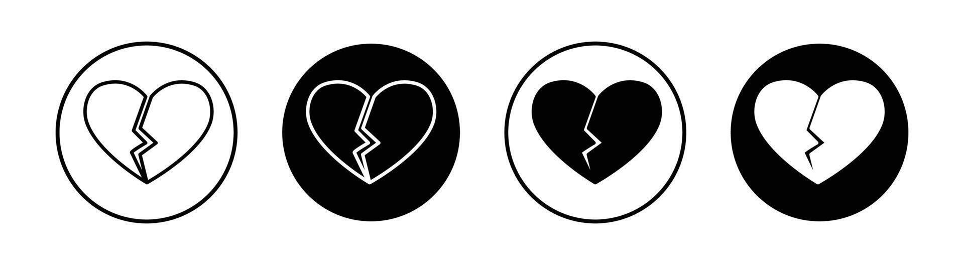 Heartbreak flat line icon set. Heartbreak Thin line illustration vector