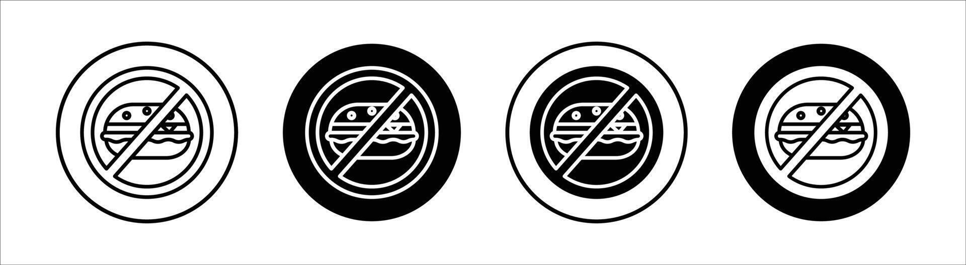 Forbidden burger flat line icon set. Forbidden burger Thin line illustration vector