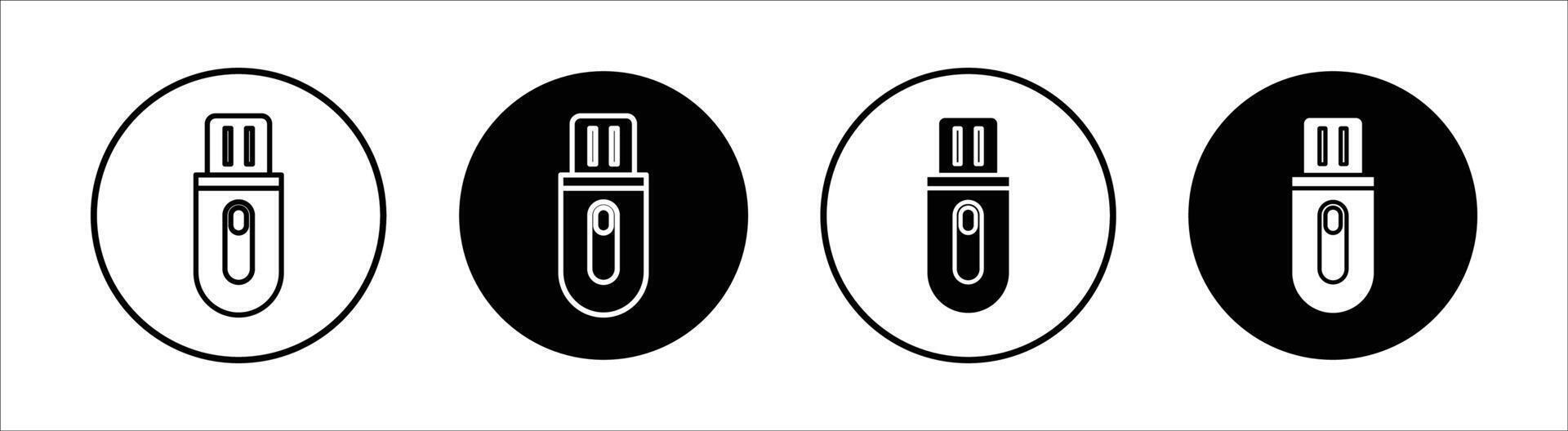 Inclined pendrive flat line icon set. Inclined pendrive Thin line illustration vector