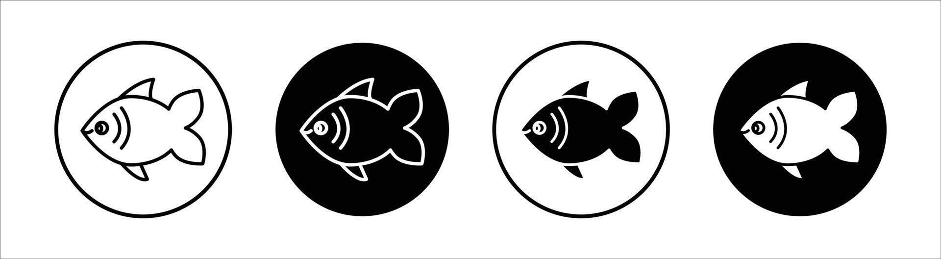 Fish flat line icon set. Fish Thin line illustration vector