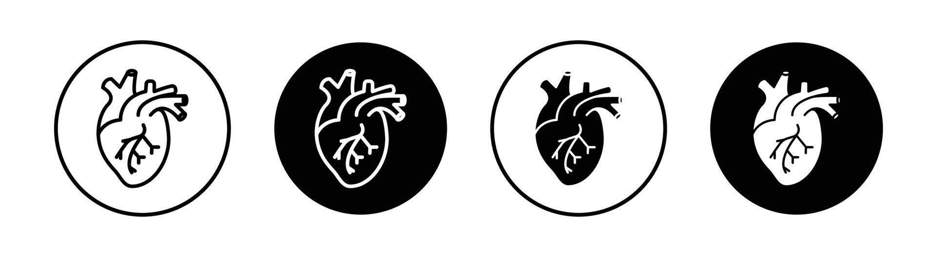 Human heart flat line icon set. Human heart Thin line illustration vector