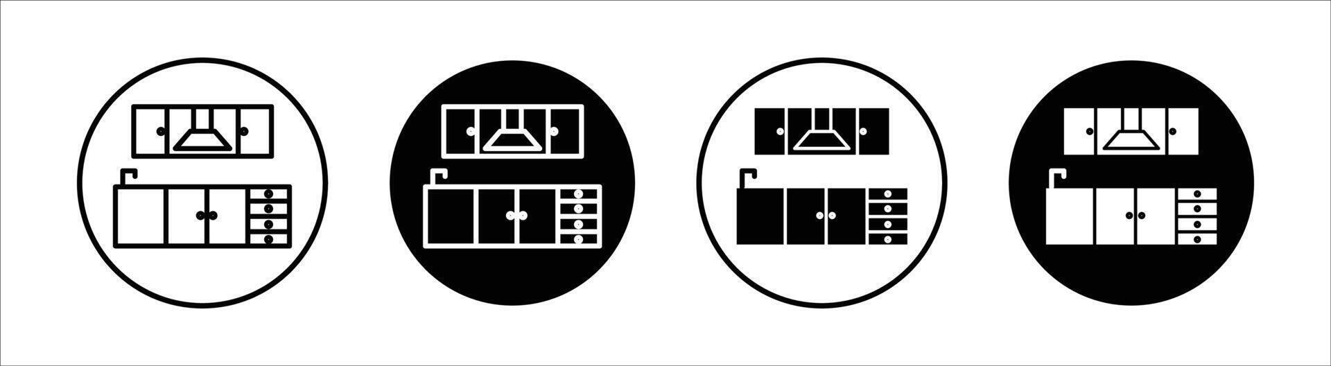 Kitchen cabinet flat line icon set. Kitchen cabinet Thin line illustration vector