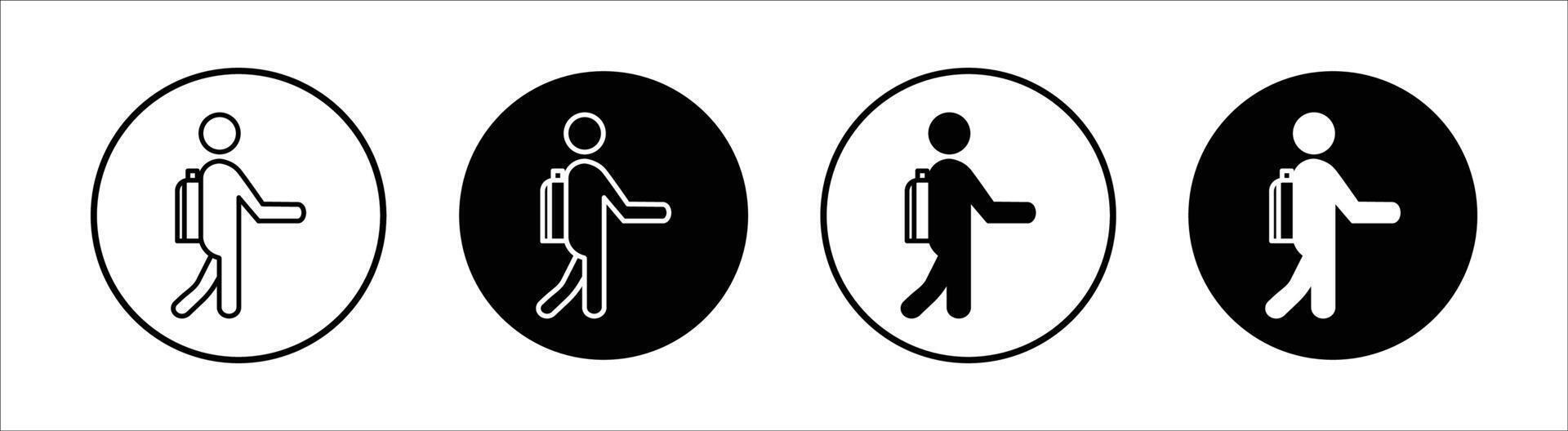 Man with backpack flat line icon set. Man with backpack Thin line illustration vector