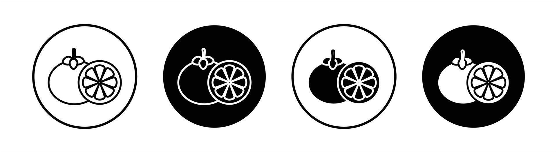 Mangosteen flat line icon set. Mangosteen Thin line illustration vector