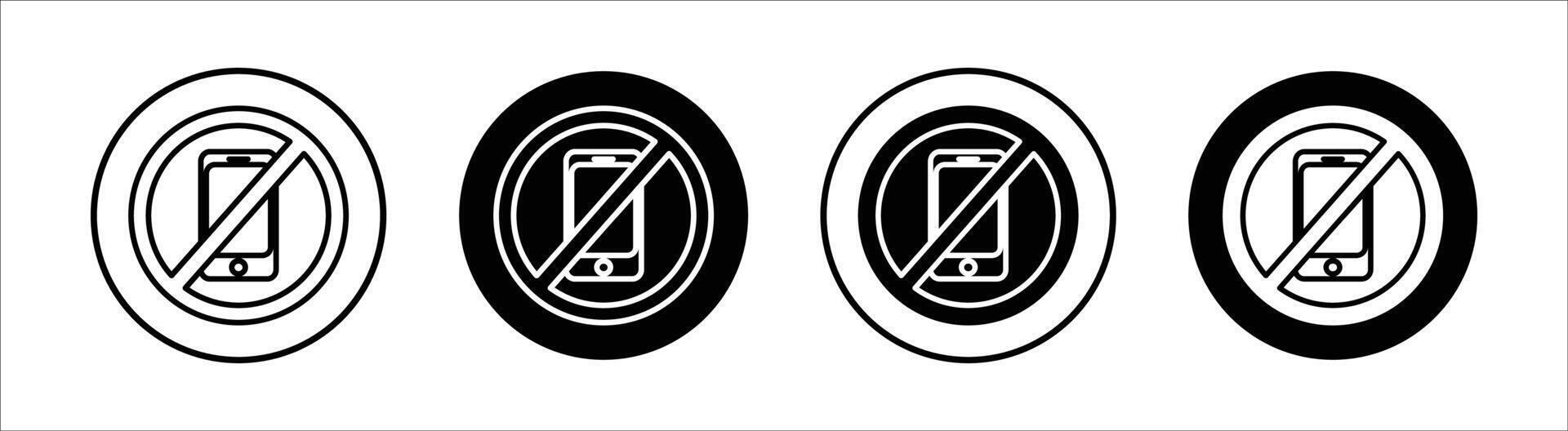 No phone flat line icon set. No phone Thin line illustration vector