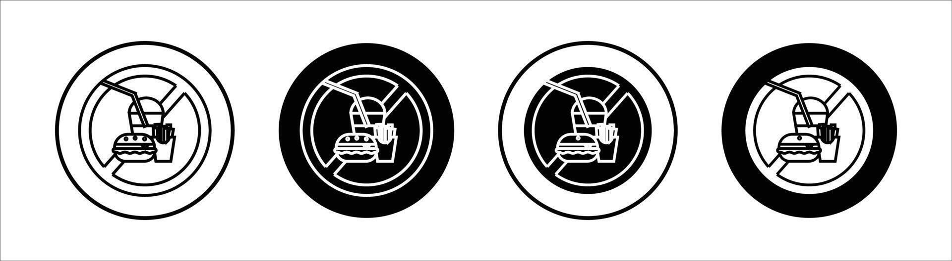 No eating flat line icon set. No eating Thin line illustration vector