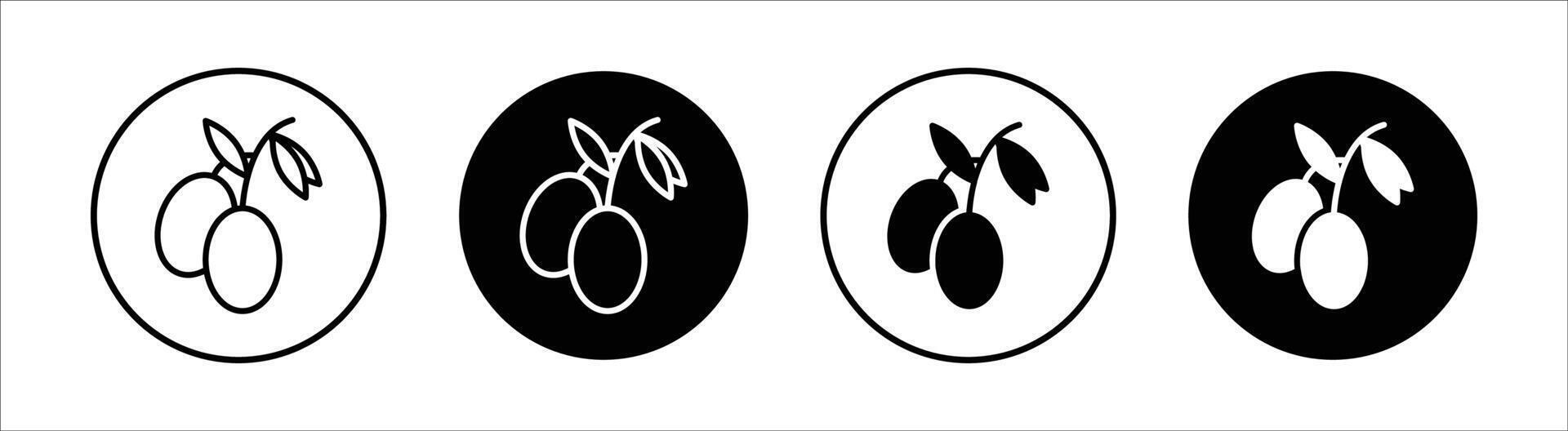 Olive flat line icon set. Olive Thin line illustration vector
