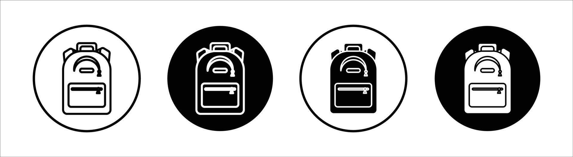 School bag flat line icon set. School bag Thin line illustration vector