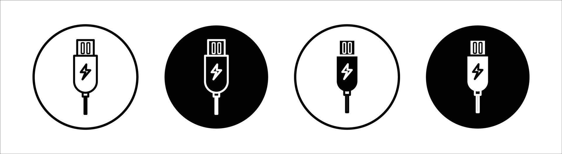 Plug USB cable flat line icon set. Plug USB cable Thin line illustration vector