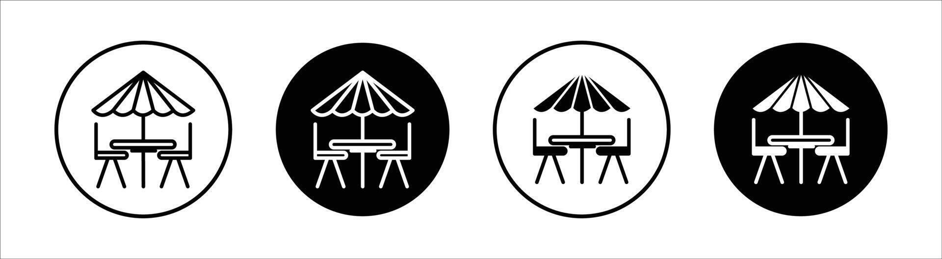 Terrace cafe flat line icon set. Terrace cafe Thin line illustration vector