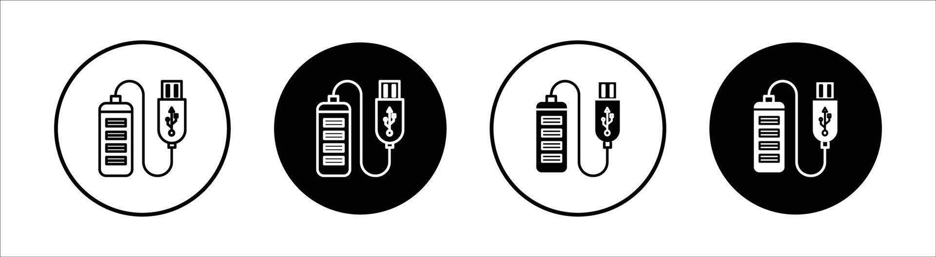 USB hub flat line icon set. USB hub Thin line illustration vector