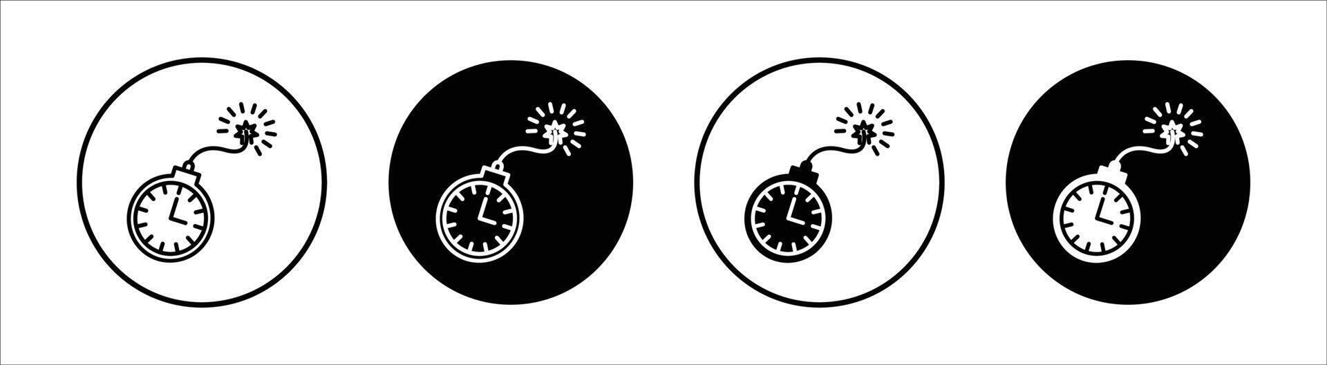 Time bomb with clock flat line icon set. Time bomb with clock Thin line illustration vector