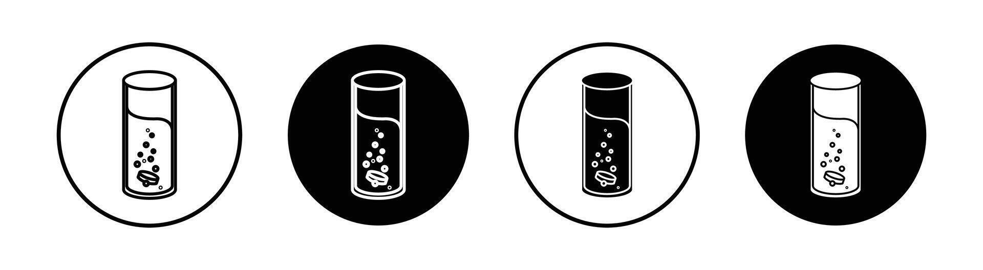 Soluble tablet flat line icon set. Soluble tablet Thin line illustration vector