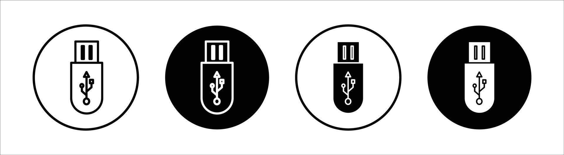 USB flat line icon set. USB Thin line illustration vector