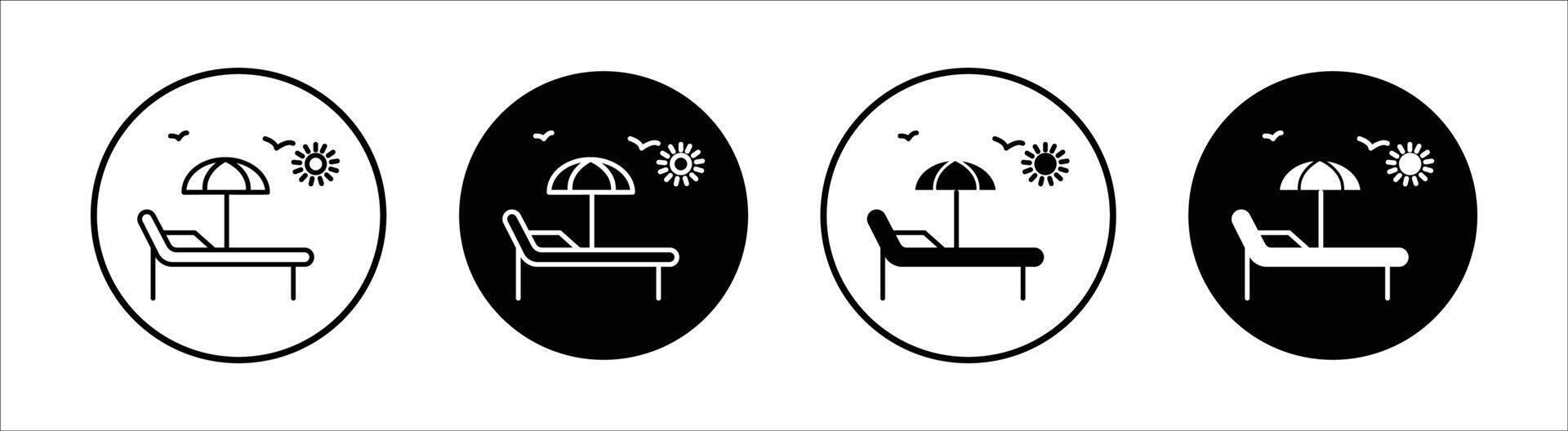 Sunbed flat line icon set. Sunbed Thin line illustration vector