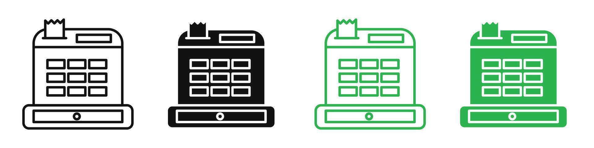 Cash register icon depicting retail checkout and sales, ideal for business, commerce, and accounting designs vector