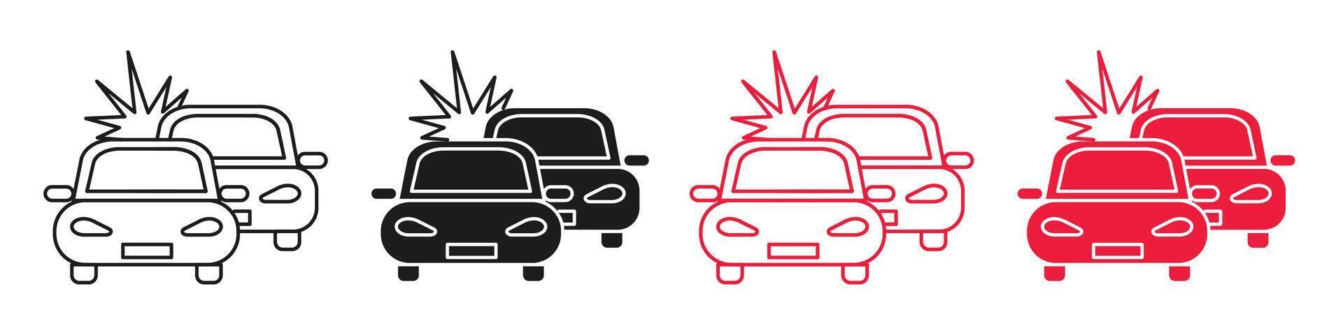 Aftermath of a vehicle collision icon highlighting auto damage and crash scenarios vector
