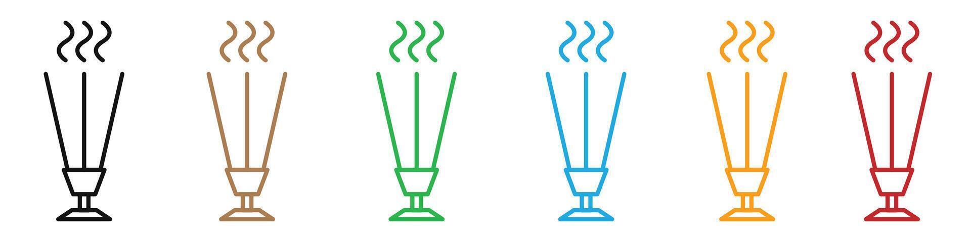 Burning incense stick icon mark in filled style vector