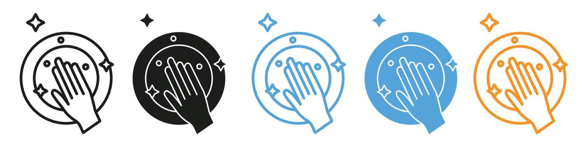 Icon Showing Sparkling Clean Dishes and Tableware After Washing vector