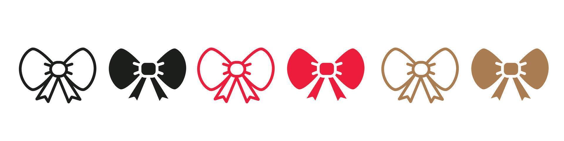 Elegant Cloth and Gift Box Decoration Icons with Silk Bow Ribbon Graphics vector