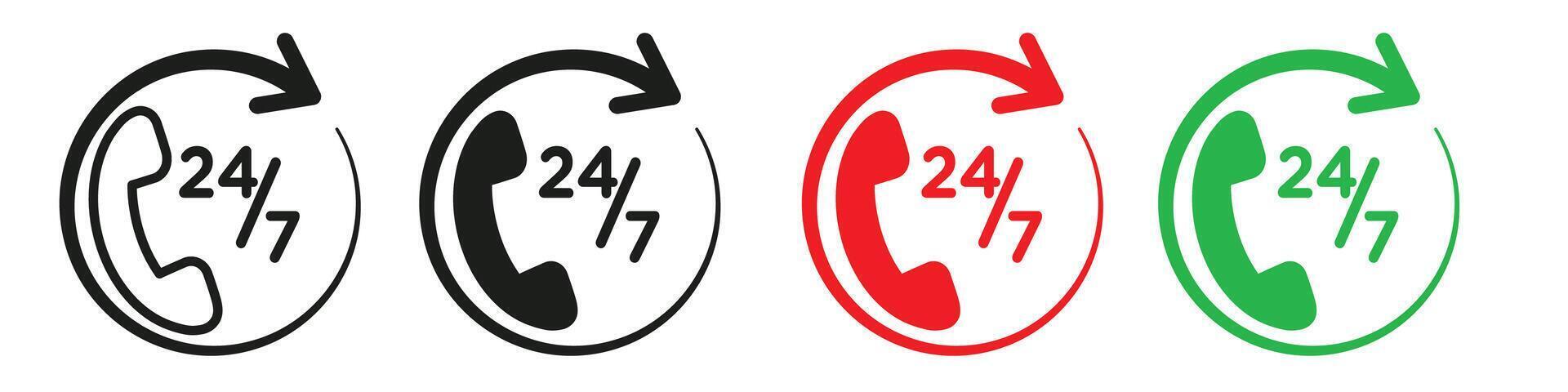 24 7 Emergency call services icon mark in filled style vector