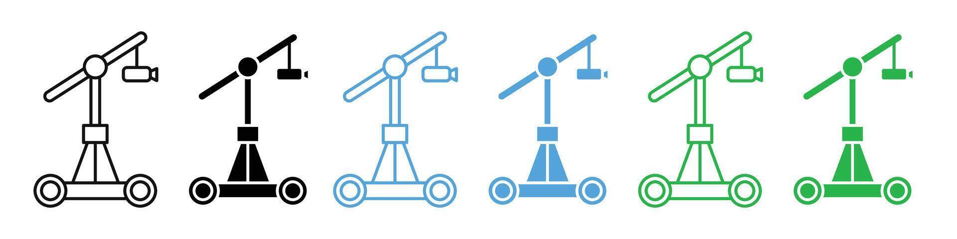 Professional Production Icons Featuring Camera Crane Operation in the Film Industry vector