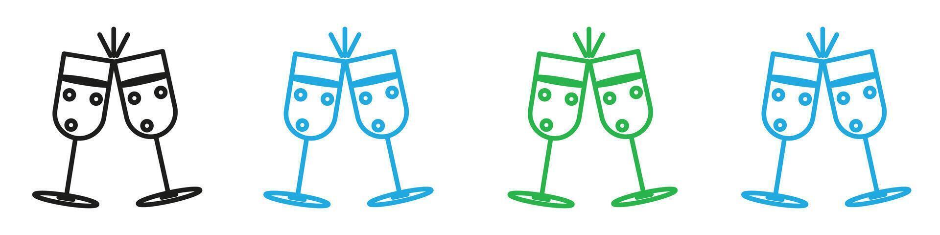 Clinking glasses icon showing celebration and toasts, perfect for party invitations, festive events, and social gatherings vector