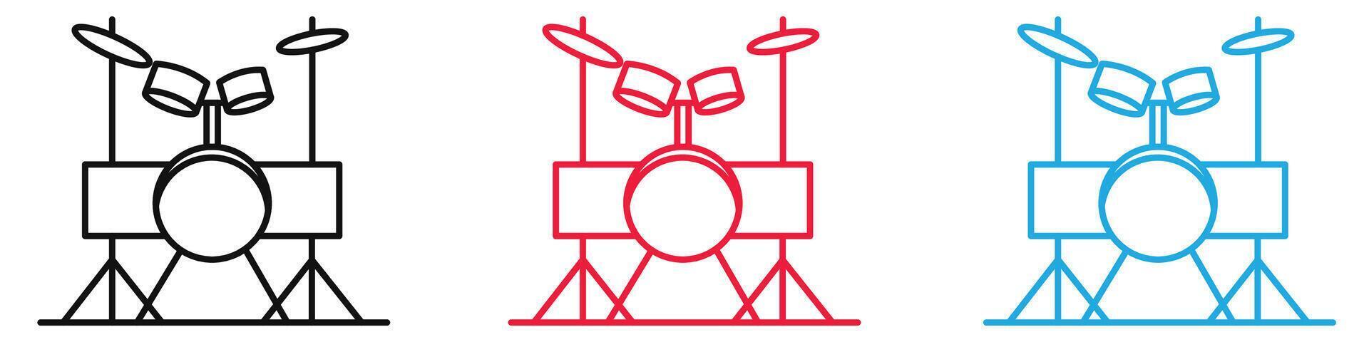 Drum set icon depicting musical instruments and performance, ideal for music education, bands, and entertainment industries vector