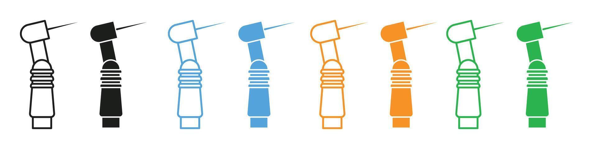 Dental Hygiene Tools Icon Featuring Nozzles Drills and Tweezers vector