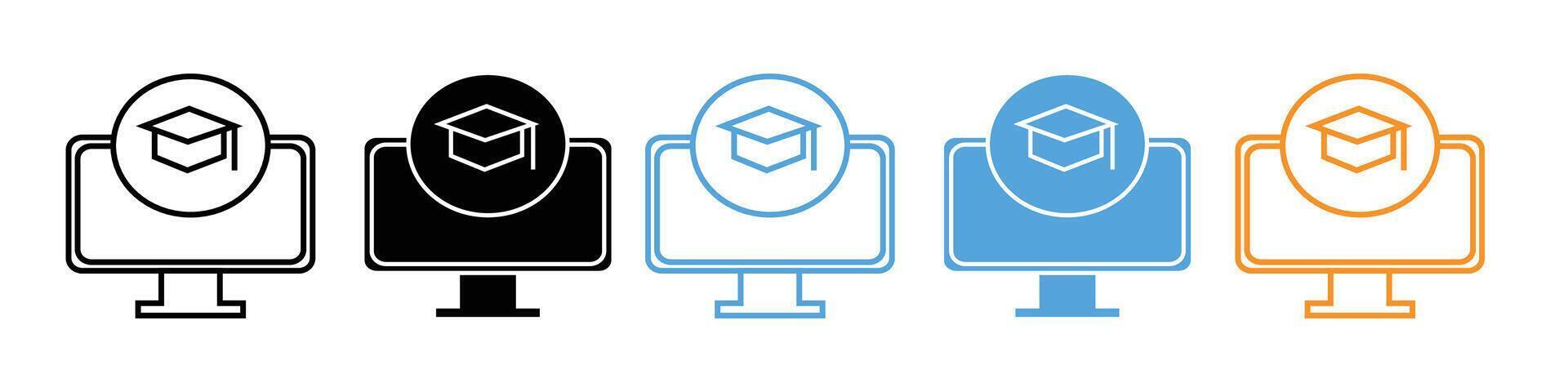 E-Learning and Internet Education Icons Showcasing Modern Digital Learning Tools vector
