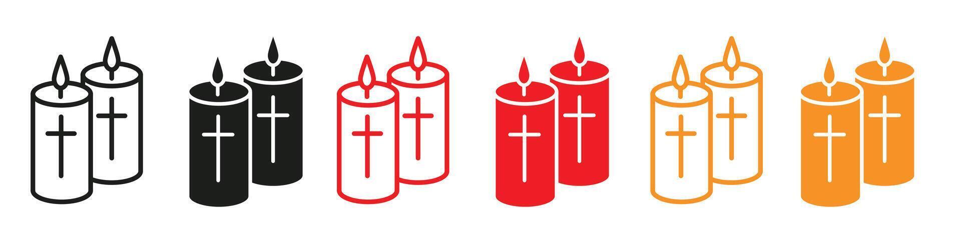 Christian Easter Candle Icon with Flames for Night Prayers and Worship vector
