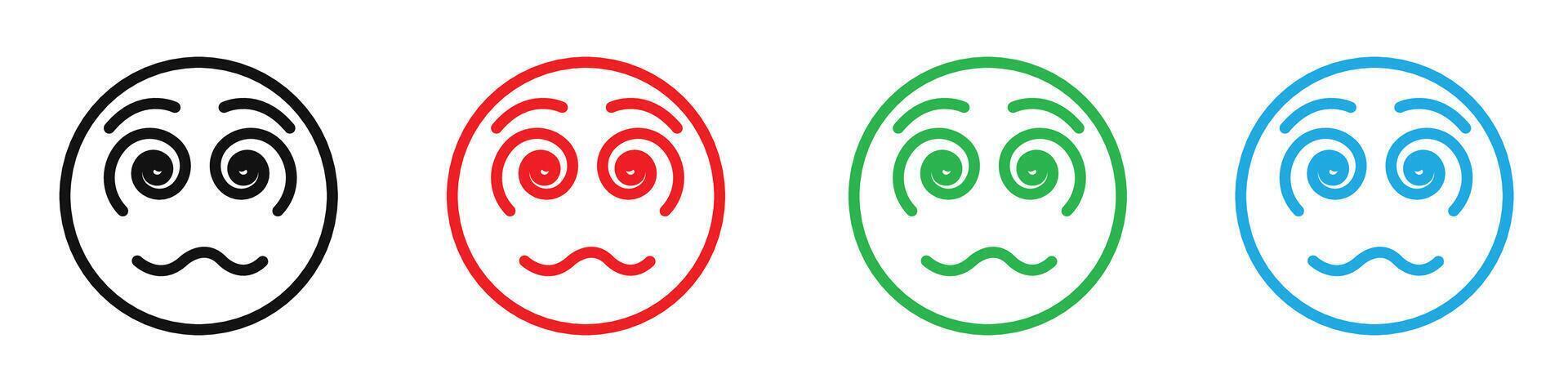 Hypnotized emoji icon mark in filled style vector