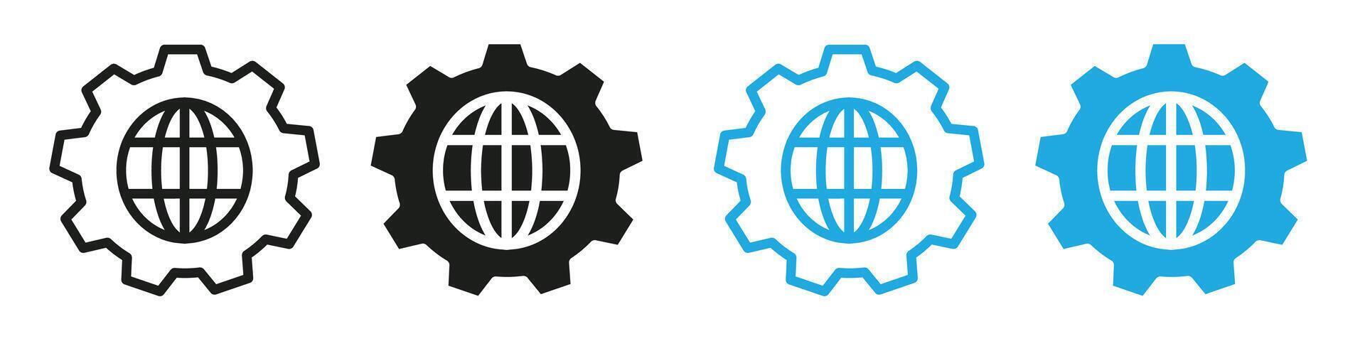 Globalization icon depicting global networks and international trade, perfect for business, travel, and economic studies vector