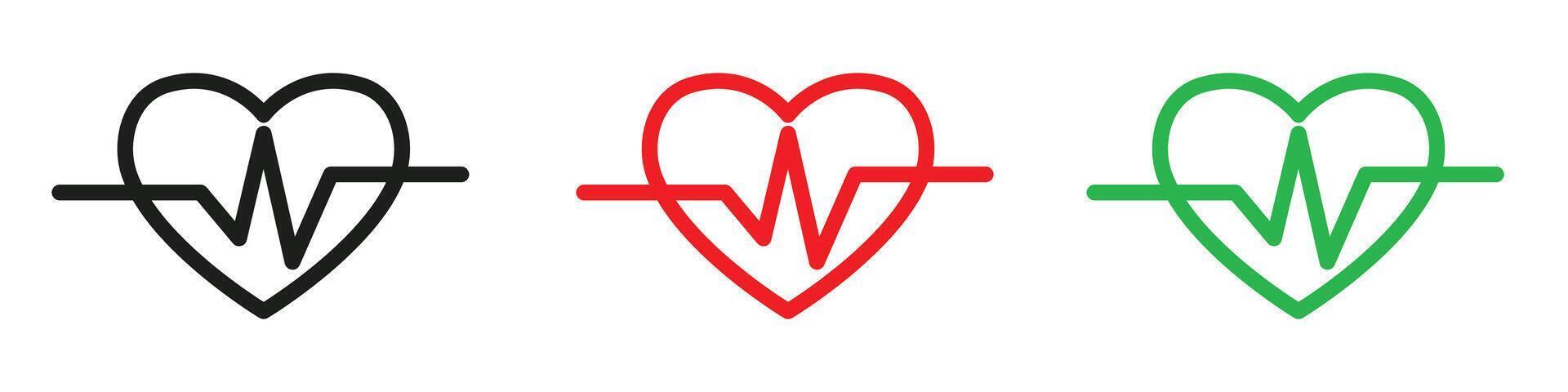 Heart rate pulse icon mark in filled style vector
