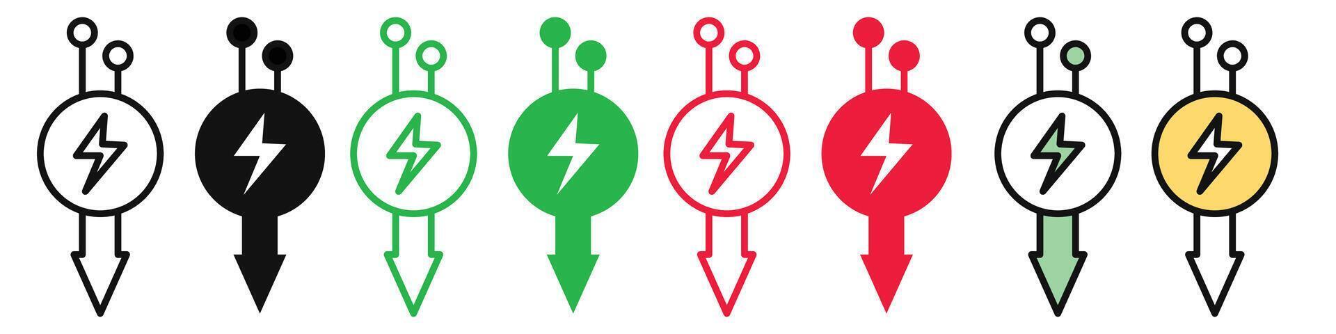 Low electricity consumption icon mark in filled style vector