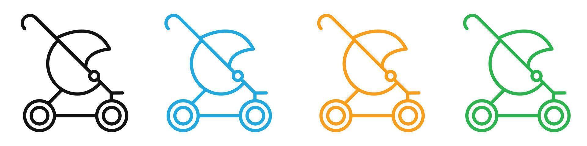 Jogging stroller icon mark in filled style vector