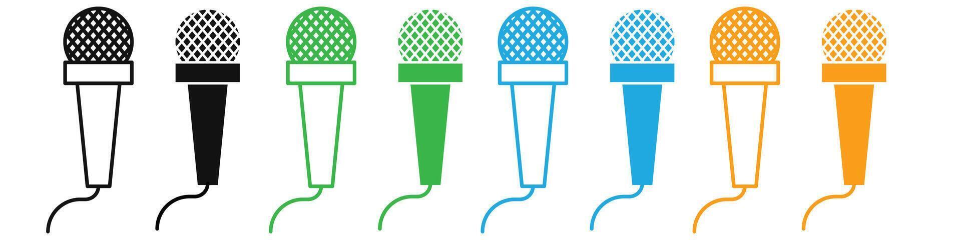 Microphone press icon mark in filled style vector
