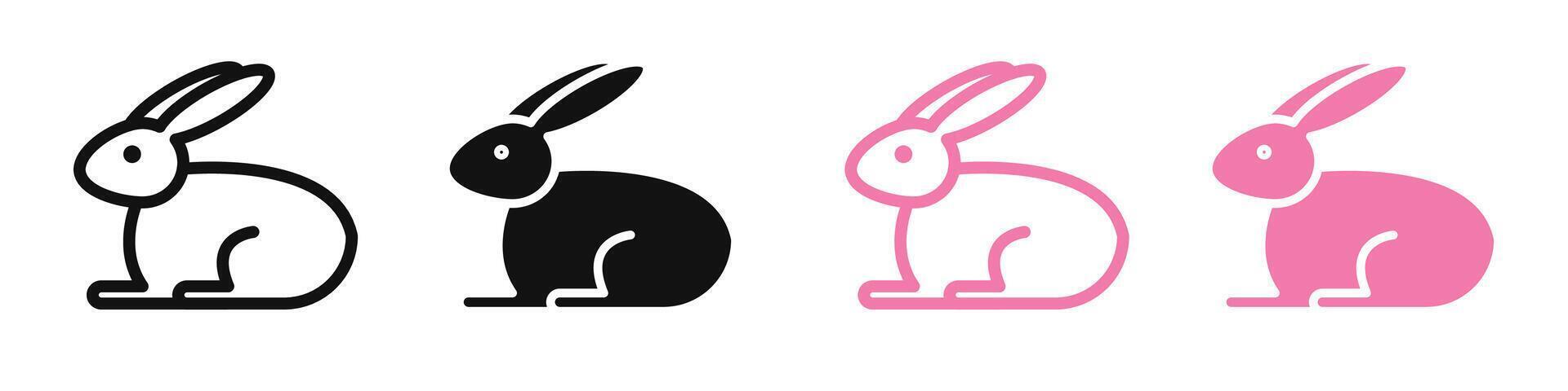 Easter-Themed Fluffy Bunny Animal Icon Set for Festive Occasions vector