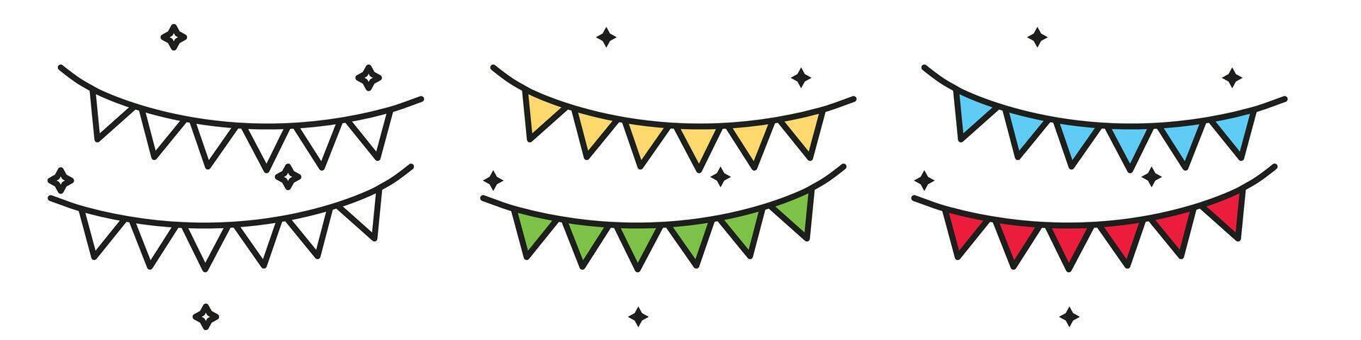 Festive Decorative Party Flags Icon for Birthday and Anniversary Celebrations vector