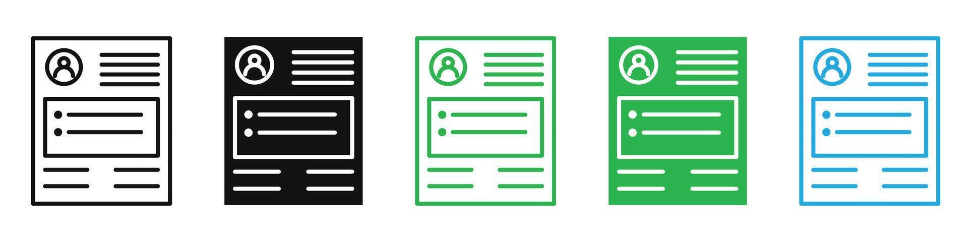Resume icon depicting professional profiles and job applications, suitable for recruitment agencies, career development, and HR services vector