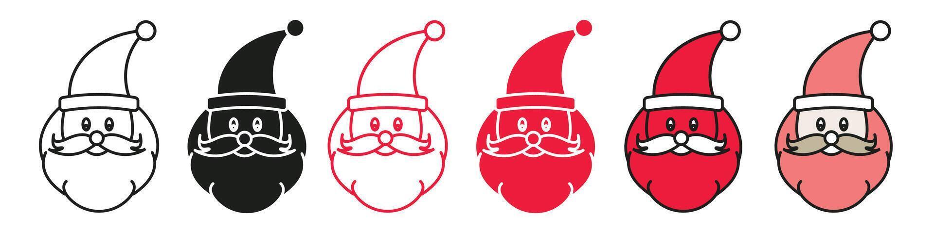 Christmas Santa Claus Avatar Icons with Beards and Hats for Holiday Profiles vector
