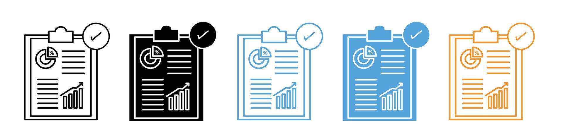 Analytical Business Finance Report and Data Chart Icons for Financial Insights vector