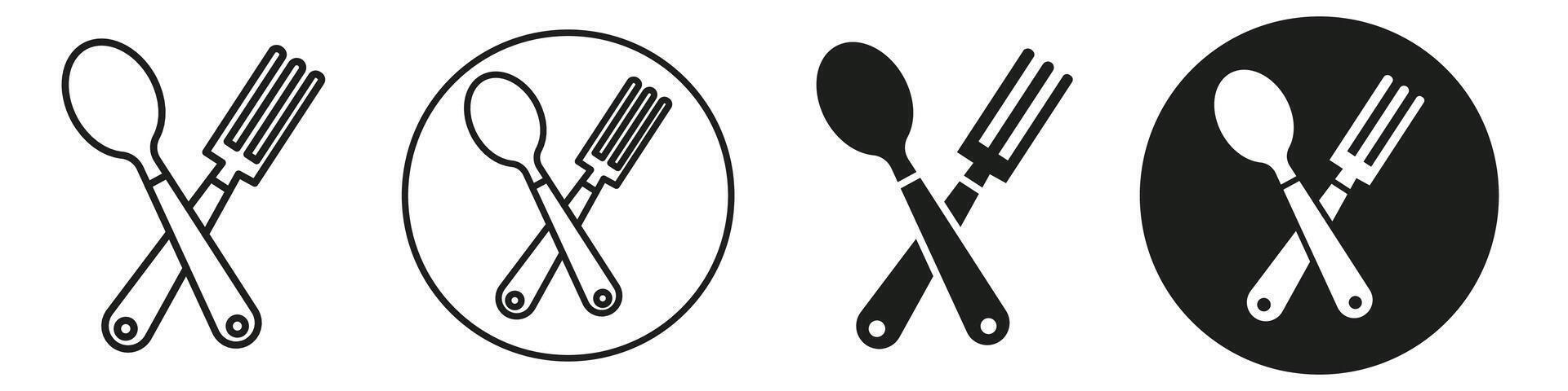 Eating Utensils Icon Including Spoon and Fork for Mealtime vector