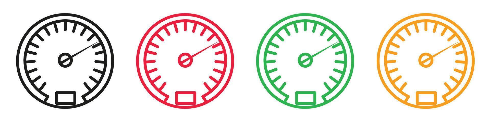 Speedometer icon depicting vehicle speed and performance, suitable for automotive industry and transportation designs vector