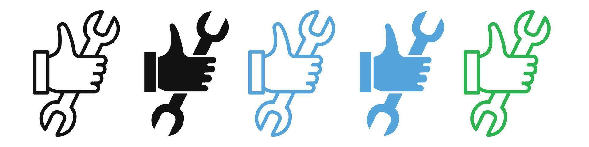 Mechanical Repair Work Icon with Wrench in Hand for Fixing Tasks vector