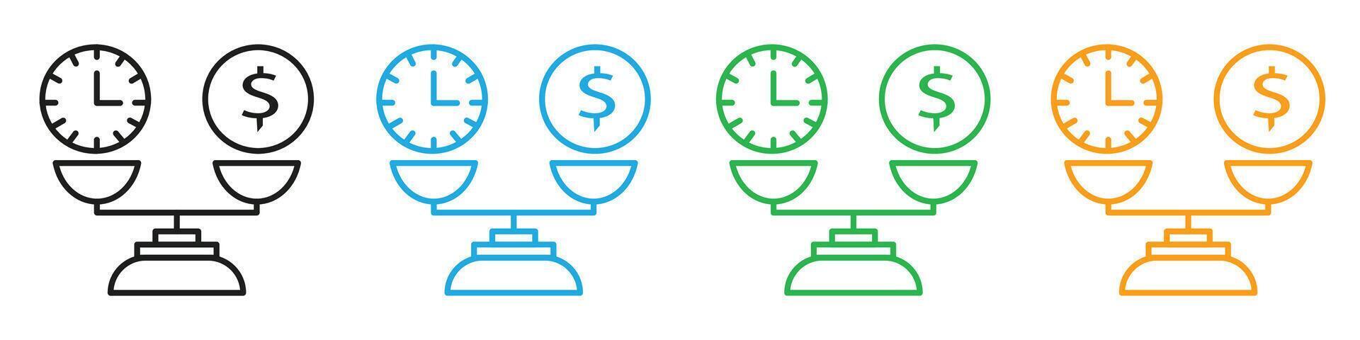 Time and money scale icon mark in filled style vector