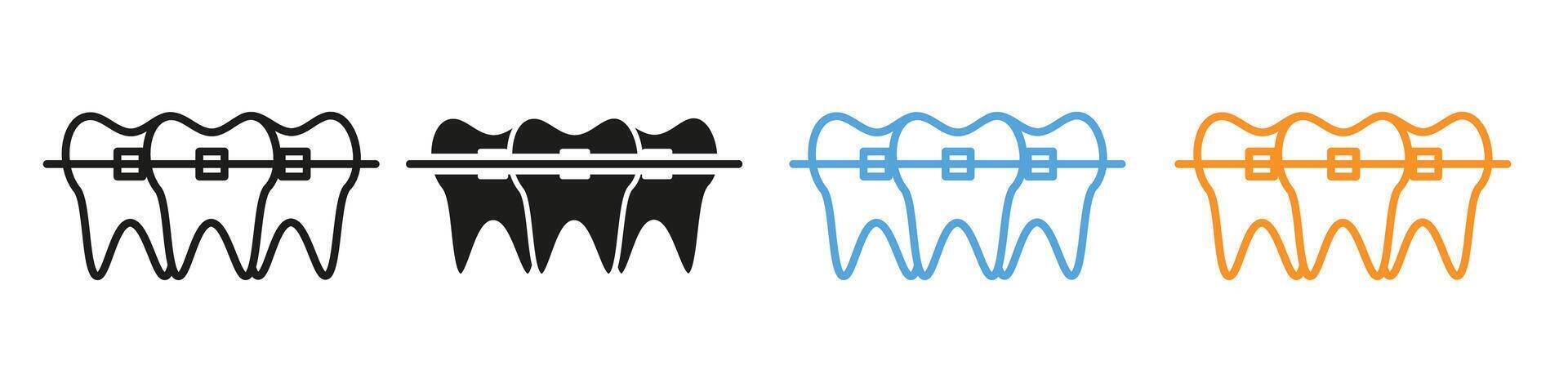 Dental alignment icon featuring braces for teeth straightening and oral care vector